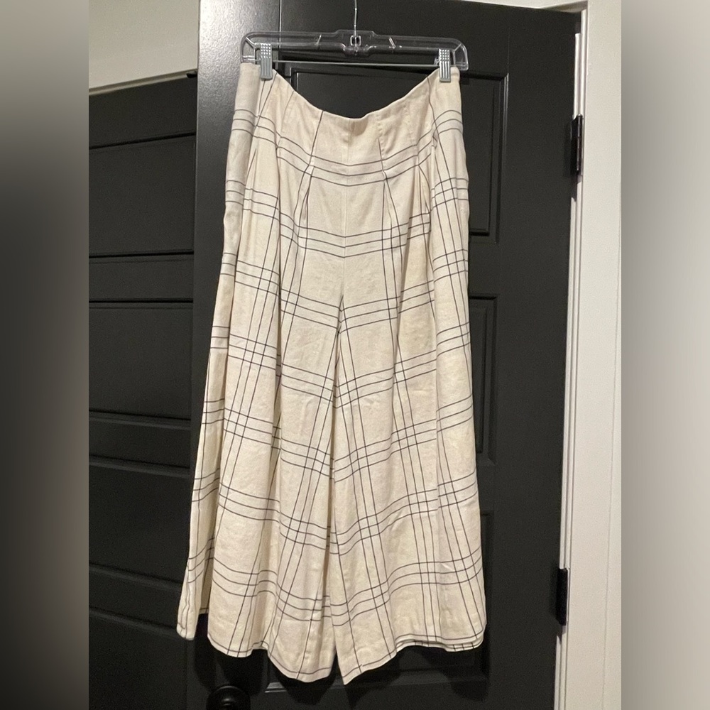 Anthropologie Maeve Pleated Black and White Culottes Pants Size 12, New W/O Tags - Picture 4 of 13
